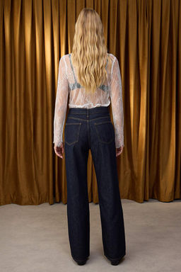Ozel Koleksiyon Koyu Mavi Dikis Detayl? Yuksek Bel Wide Leg Jeans TWOAW26JE00002 - Trendyolmilla фото 6