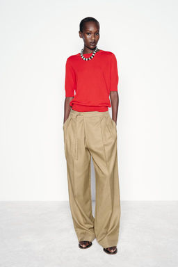BASIC PLAIN KNIT SHORT SLEEVE TOP - Zara фото 7