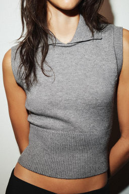 KNITTED POLO COLLAR TANK TOP - Zara фото 2