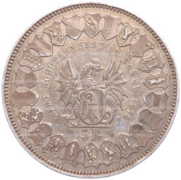 Монета 5 франков 1879 года Швейцария Стрелковый фестиваль в Базеле