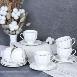 Чайный набор 12 предметов 220 мл / GREY-TC82-220G /уп 8/ Грани костяной - ГалеонТрейд фото 2