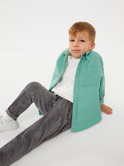 Polo Yaka Uzun Kollu Basic Kadife Erkek Bebek G?mlek Ceket
