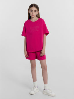 Комплект для девочек (футболка, шорты) розовый с печатью - Mark formelle фото 2
