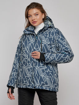 Горнолыжная куртка женская зимняя большого размера темно-серого цвета 2270-1TC