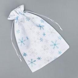 Цена за 5 шт. Мешочек подарочный холща Новогоднее чудо, снежинки, 20 х 30 см +/- 1.5 см - Дарите счастье фото 5