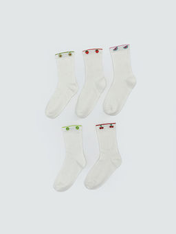 Meyve Desenli Kad?n Soket ?orap 5li