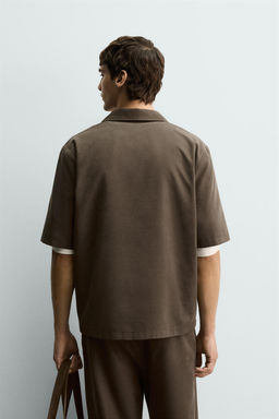 CAMISA POLO FLUIDA / Khaki - Zara фото 3
