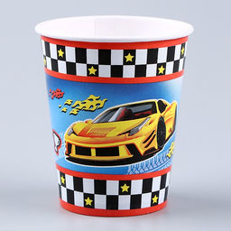 Набор бумажной посуды Машины: 6 тарелок, 1 гирлянда, 6 стаканов, 6 колпаков - Страна карнавалия фото 6