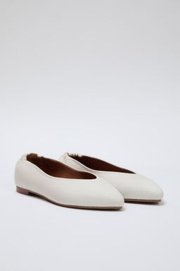 Trendyolmilla Shoes Ekru Hakiki Deri Sivri Burun Arkas? Buzgulu Kad?n Babet TAKSS25BE00019  фото 5