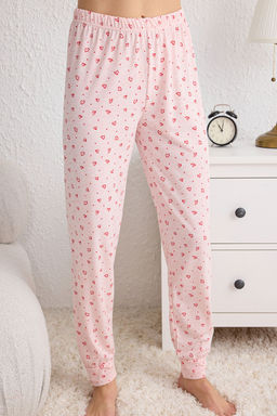 Trendyolmilla Bej Kalp Desenli Orme Pijama Tak?m? THMSS25PT00148  фото 4