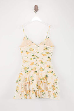 Cok Renkli Cicekli F?rf?rl? K?sa / Mini Dokuma Elbise TWOSS26EL00050