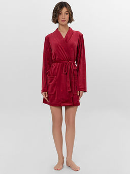 Халат женский красный с узором бантиков