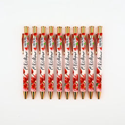 Цена за 10 шт. Ручка шариковая, синяя паста, пластиковый корпус С 8 марта тюльпаны