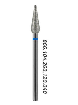Manita Professional Фреза алмазная капля большая для аппаратного маникюра 866.104.260.120.040 ФАК-4,0 12С, синяя насечка, o 4,0 мм, 5 шт.  фото 4