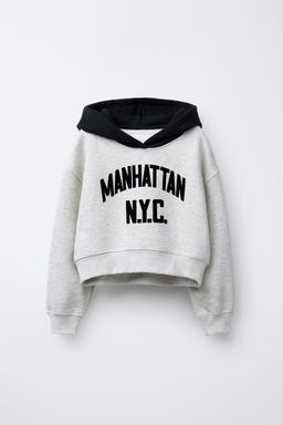SLOGAN HOODIE WITH FLOCKING