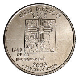 Монета 25 центов (1/4 доллара) 2008 года Р США Штаты и территории  Нью-Мехико