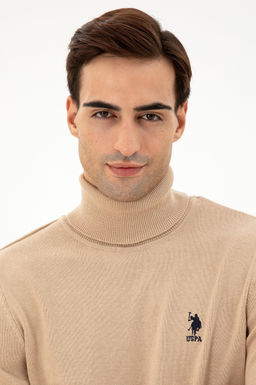 Мужской базовый свитер песочного меланжа Неожиданная скидка в корзине