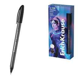 Цена за 2 шт. Ручка шар. ErichKrause "Ultra Glide Technology U-108" (53739) черная, 1мм, тонированный трехгран. корпус, игольчатый стержень