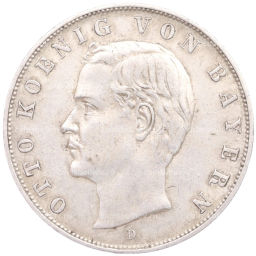 Монета 3 марки 1908 года D Германия (Бавария)