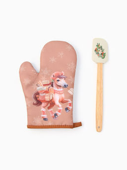 Набор подарочный "Почтовая лошадка" варежка-прихватка, лопатка силикон