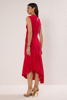 K?rm?z? Etek Ucu F?rf?r Detayl? Orme S?k Abiye Gece Mezuniyet Elbisesi TPRSS25EL00005