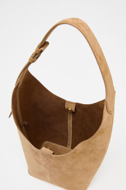LEATHER MAXI BUCKET BAG WITH HANDLE DETAIL - Zara фото 7
