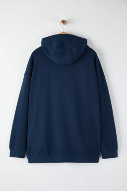 TRENDYOL MAN Buyuk Beden Siyah Oversize/Genis Kesim Fermuarl? Kapusonlu Pamuklu Sweatshirt TMNAW25AO00029 - Trendyolmilla фото 6