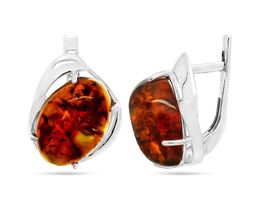 Серьги из серебра янтарь, СП90