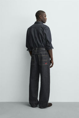 EMBROIDERED HEART DENIM CHINO TROUSERS - Zara фото 15