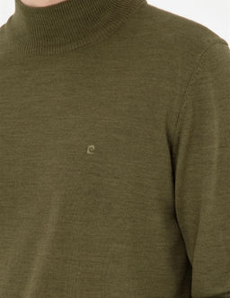 A__k Ye_il Slim Fit Yar_m Bal_k__ Yaka Y_n Kar___ml_ Basic Triko Kazak - Pierre cardin фото 7