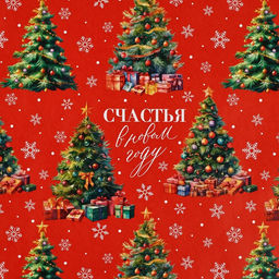 Цена за 10 шт. Упаковочная бумага на новый год глянцевая двухсторонняя «Счастья в Новом году!», 50 х 70 см