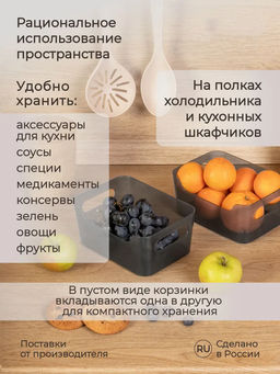 Набор: КОРЗИНКА УНИВЕРСАЛЬНАЯ SCANDI 3,1Л - 2шт. (Черный) - Econova фото 4