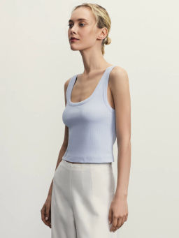 Укороченный топ в рубчик / Zarina  фото 5