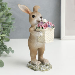 Фигурка полистоун Зайчик с корзиной цветов, 15?7?8 см