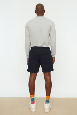 Lacivert Regular/Normal Kesim K?sa Boy PU Etiketli Lastik Belli Bagc?kl? Sort TMNSS22SR0403