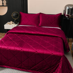 Велюровое покрывало в клетку и одна наволочка OVL035 160*220 - Ситрейд фото 4