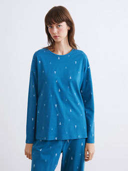 Bisiklet Yaka Y?lba?? Temal? Kad?n Pijama Tak?m?