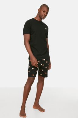 TRENDYOL MAN Mavi %100 Pamuk Regular Fit Bask?l? Orme Sortlu Yazl?k Pijama Tak?m? THMSS21PT0920 - Trendyolmilla фото 14