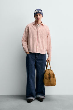 STRIPED SHIRT WITH CHAMPION ® X ZARA PATCHES