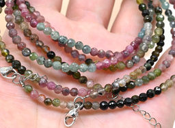 Бусы из Турмалина огранка шарик 4мм, 46см, 10г Радуга камня