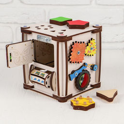 Бизикуб «Транспорт» со светом, 13 подвижных элементов