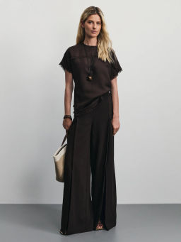 Блузка из вискозы и льна с бахромой / Zarina  фото 2