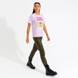 Футболка женская MINAKU Girl, лиловая, размер 42