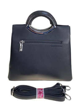 Женская сумка из искусственной кожи, цвет серо - черный - Greta фото 2