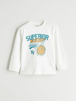 Bask?l? Erkek ?ocuk Sweatshirt ve E?ofman Alt 2li