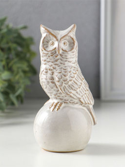 Сувенир керамика "Филин на шаре" беж 6х5,4х11,8 см