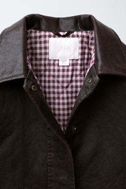 WAXED JACKET WITH LEATHER-EFFECT COLLAR - Zara фото 15