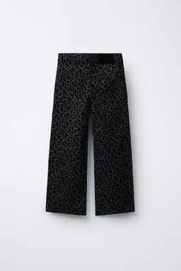 ANIMAL PRINT FLOCK WIDE-LEG JEANS - Zara фото 2