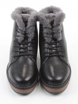 04-5606-2 BLACK Ботинки зимние женские (натуральная кожа, 100% шерсть)
