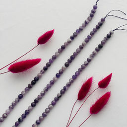 Бусины для украшений из кварцевого Аметиста (45 бусин) 39 см